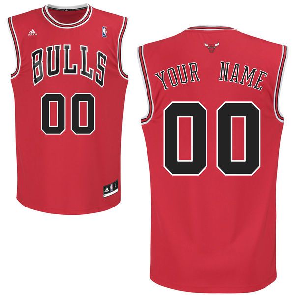 Men Adidas Chicago Bulls Custom Replica Road Red NBA Jersey